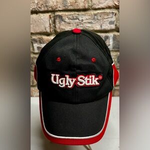 Ugly Stik Fishing Hat Cap Gray & Red Adjustable One Size Raised Logo Stitching